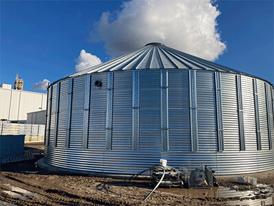 corrugated steel tank with pitched roof