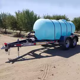 Front view of a 1010 Gallon water trailer with an extended bumper and tongue