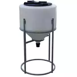 White rounded cone bottom tank on a stand