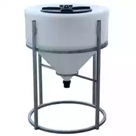 White rounded cone bottom tank on a stand