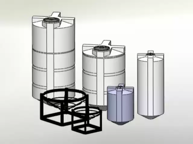 Drawing of cone bottom tanks with and without stands