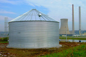 corrugated steel tank with pitched roof