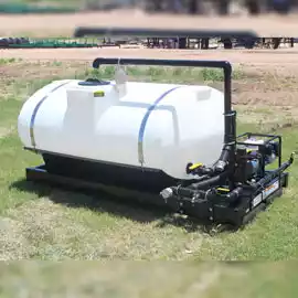 Water sprayer skid with an eliptical tank